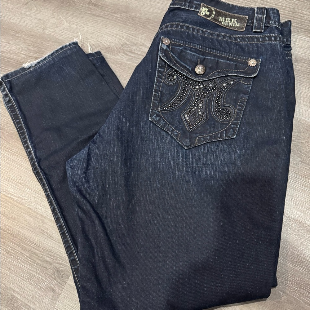 MEK Denim Men's Bootcut Jeans - Dark Blue